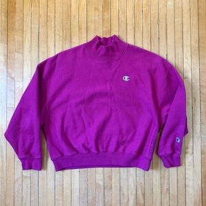 Champion Reverse Weave Inari Crop Mock Neck Magenta Women’s Sweatshirt Sz. L